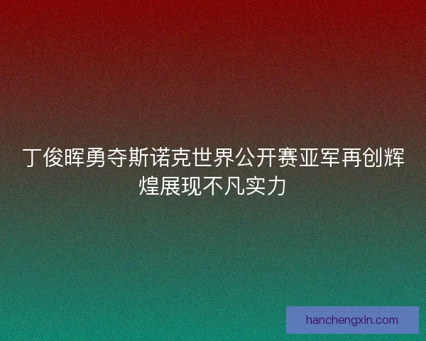 丁俊晖勇夺斯诺克世界公开赛亚军再创辉煌展现不凡实力
