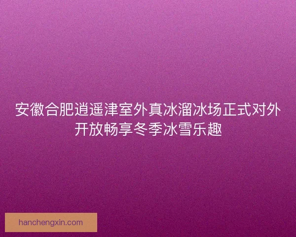 安徽合肥逍遥津室外真冰溜冰场正式对外开放畅享冬季冰雪乐趣